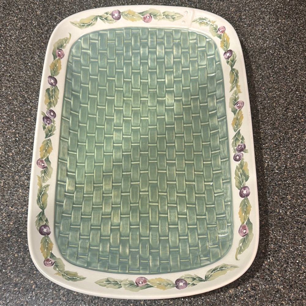Pfaltzgraff Green and White Rectangular Platter